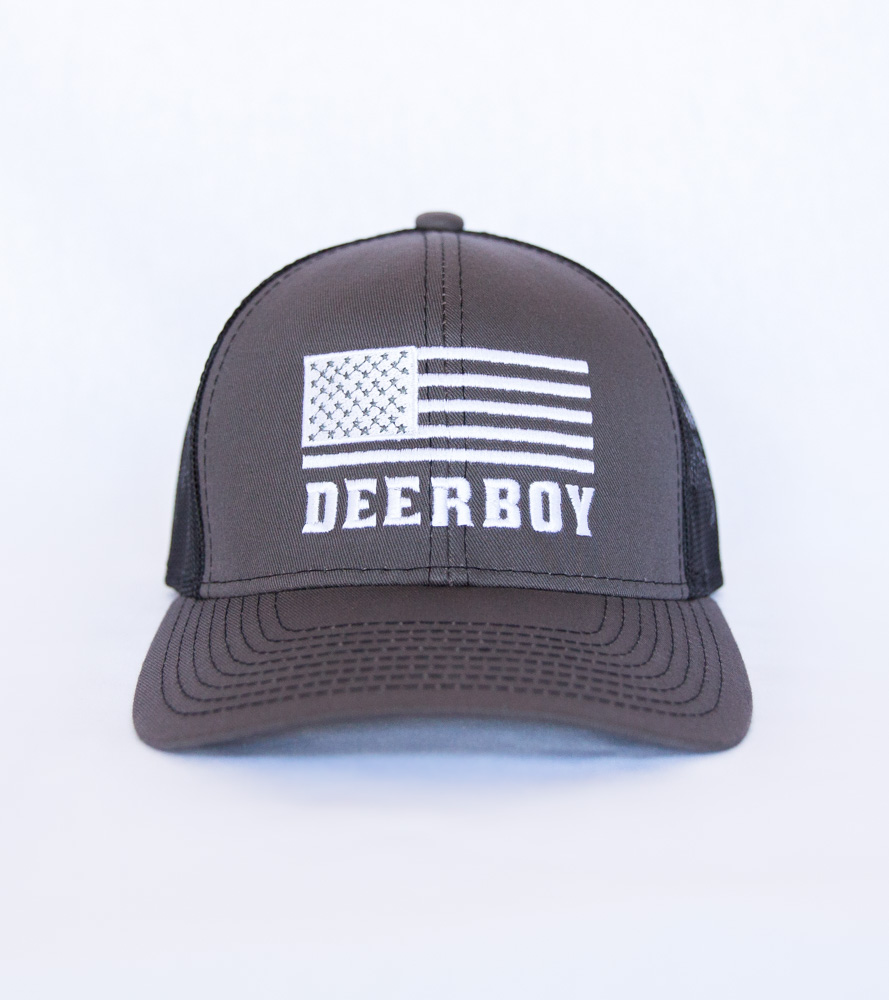 Deerboy American Flag Cap In Charcoal And Black Front