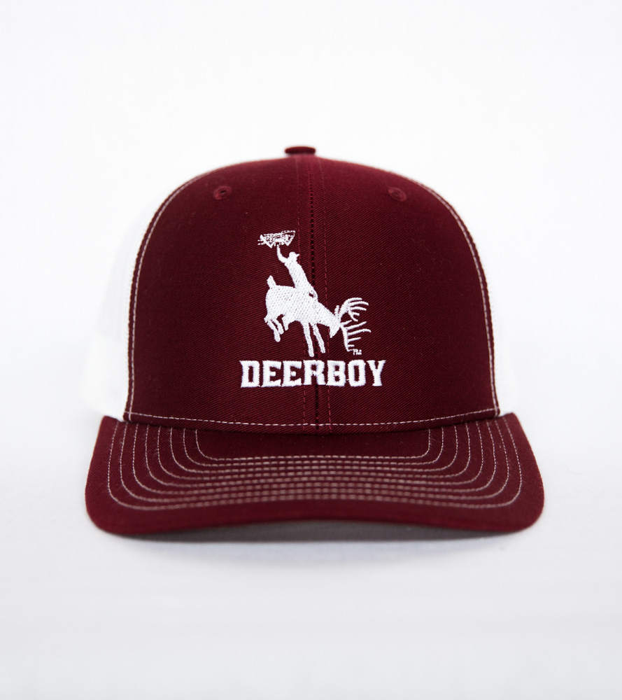 Deerboy Signature Cap Bow Logo In Cardinal And White Front