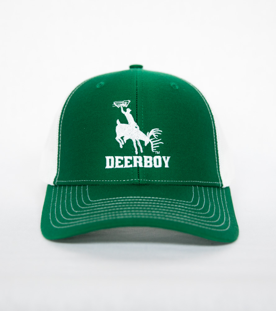 deerboy signature cap bow in green and white front