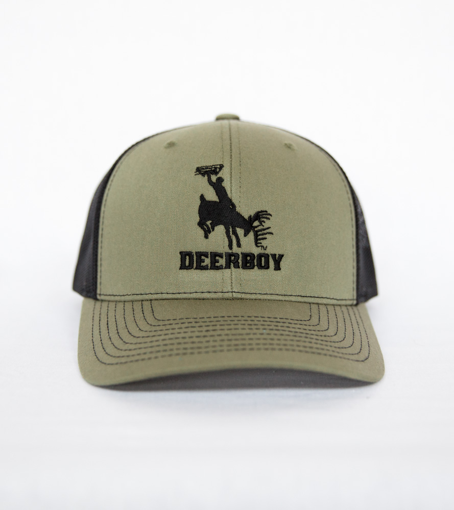 Deerboy Signature Cap Bow Logo In Olive Drab And Black Front