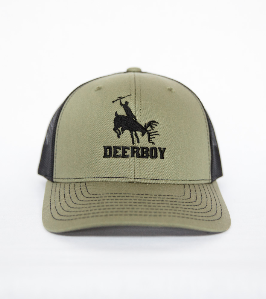 Deerboy Signature Cap Rifle Logo In Olive Drab And Black Front