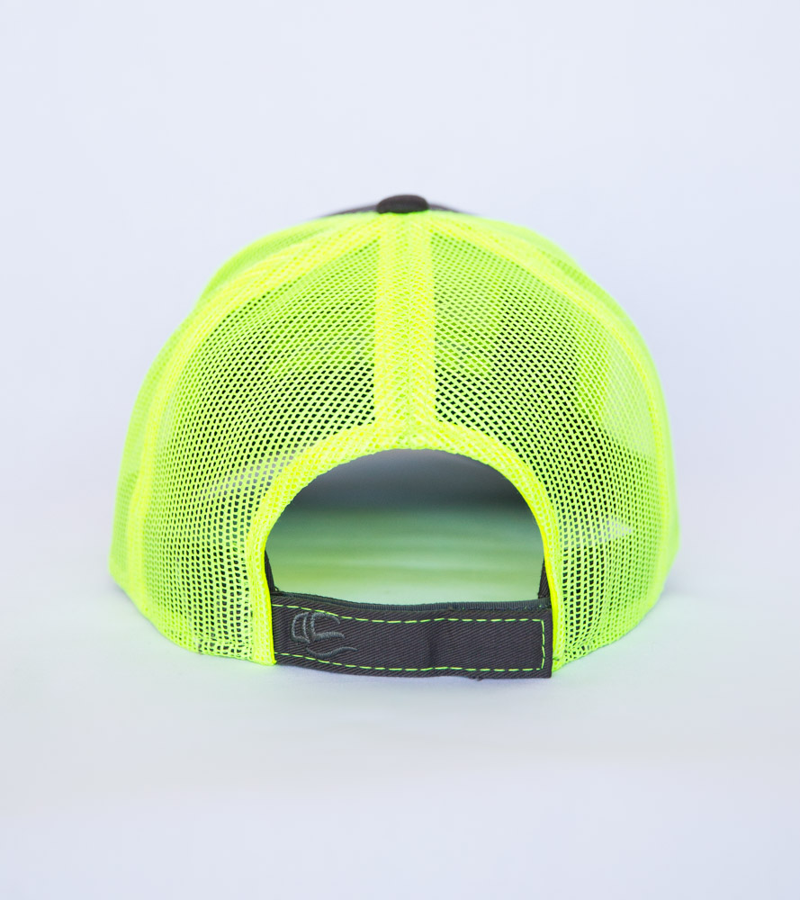 Deerboy American Flag Cap In Charcoal And Neon Yellow Back