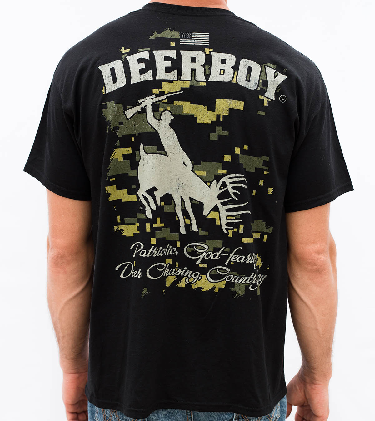 Deerboy Digital Camo Tee Rifle Logo In Black Back