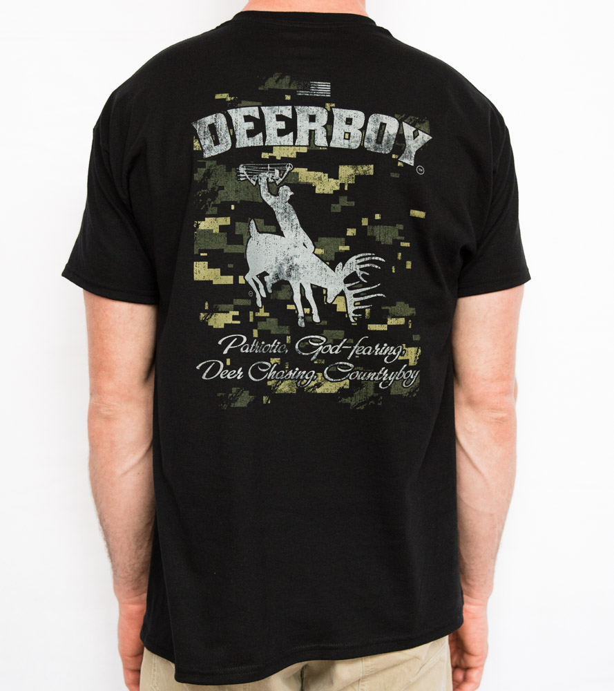 Deerboy Digital Camo Tee Bow Logo In Black Back
