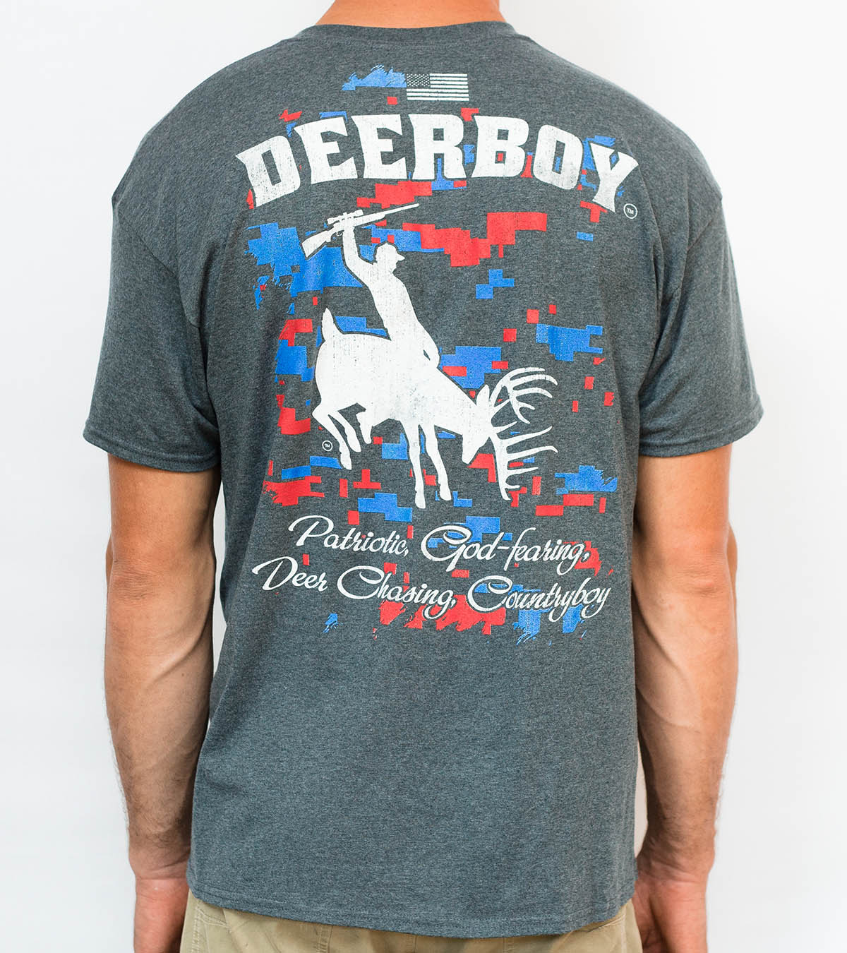 Deerboy Digital Camo Tee Rifle Logo In Charcoal Back