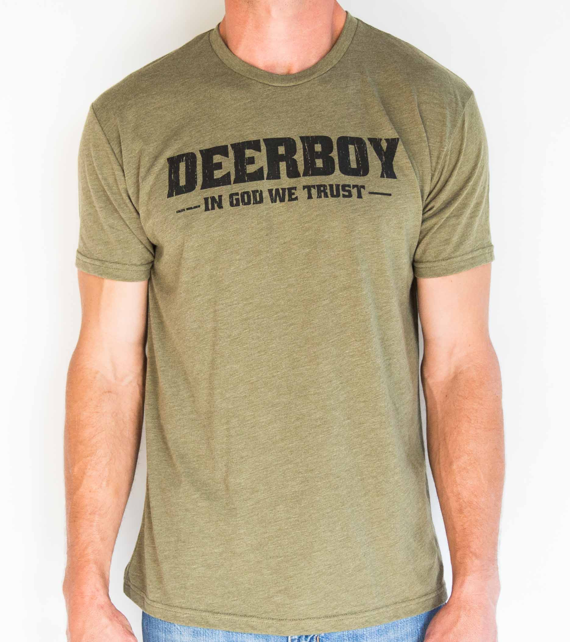 Deerboy In God We Trust Tee In Olive Drab