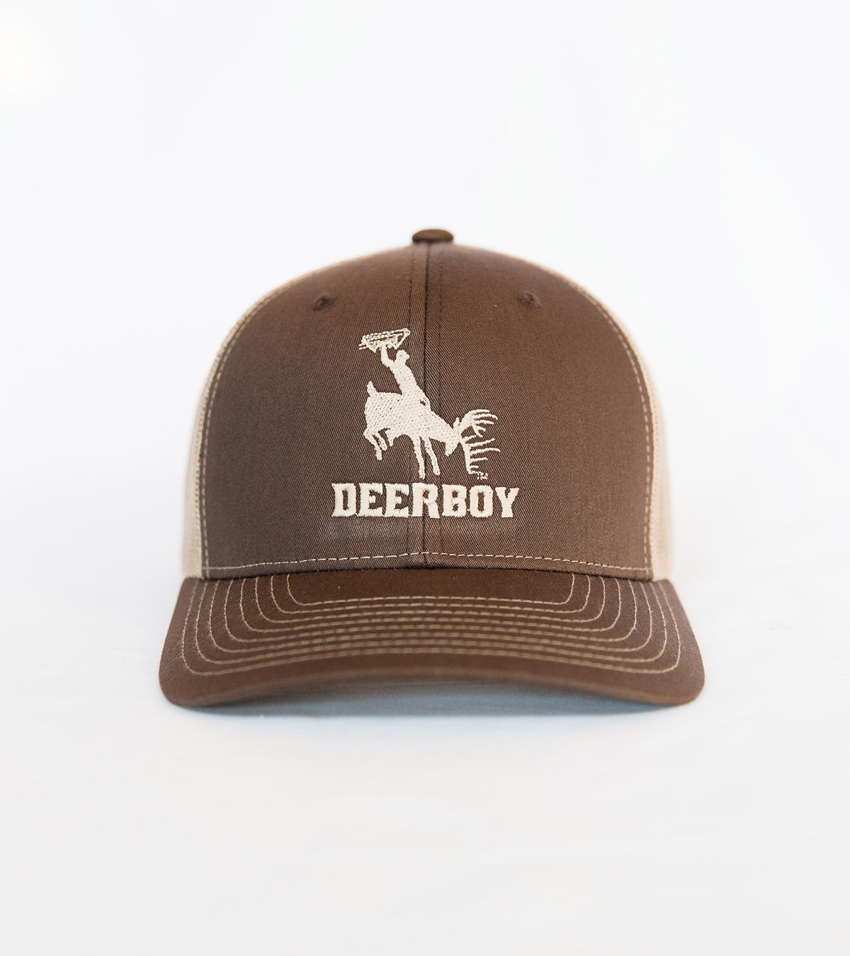 Deerboy Signature Cap Bow Logo In Brown and Khaki Front