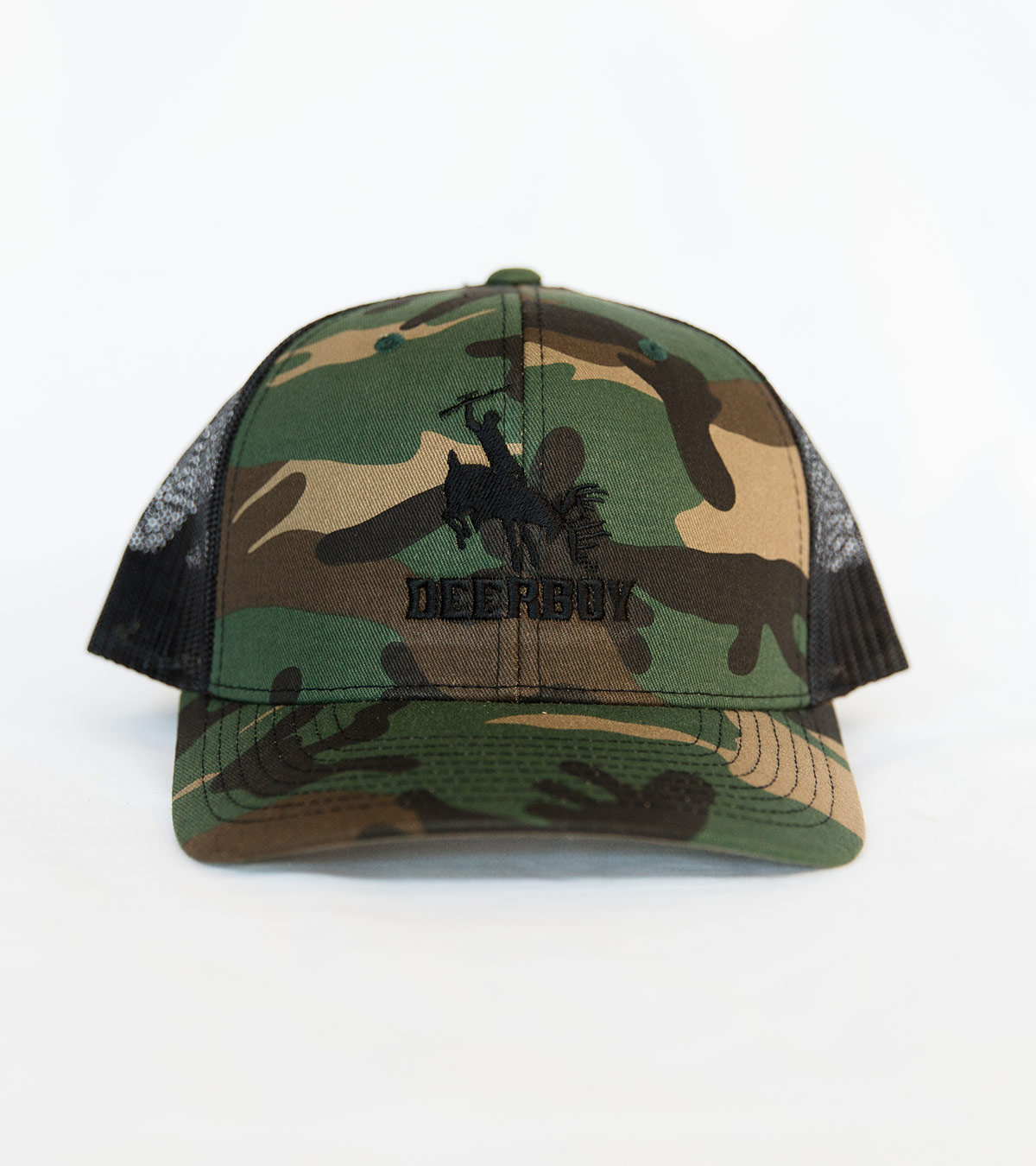Deerboy Signature Cap Rifle Logo In Camo And Black Front