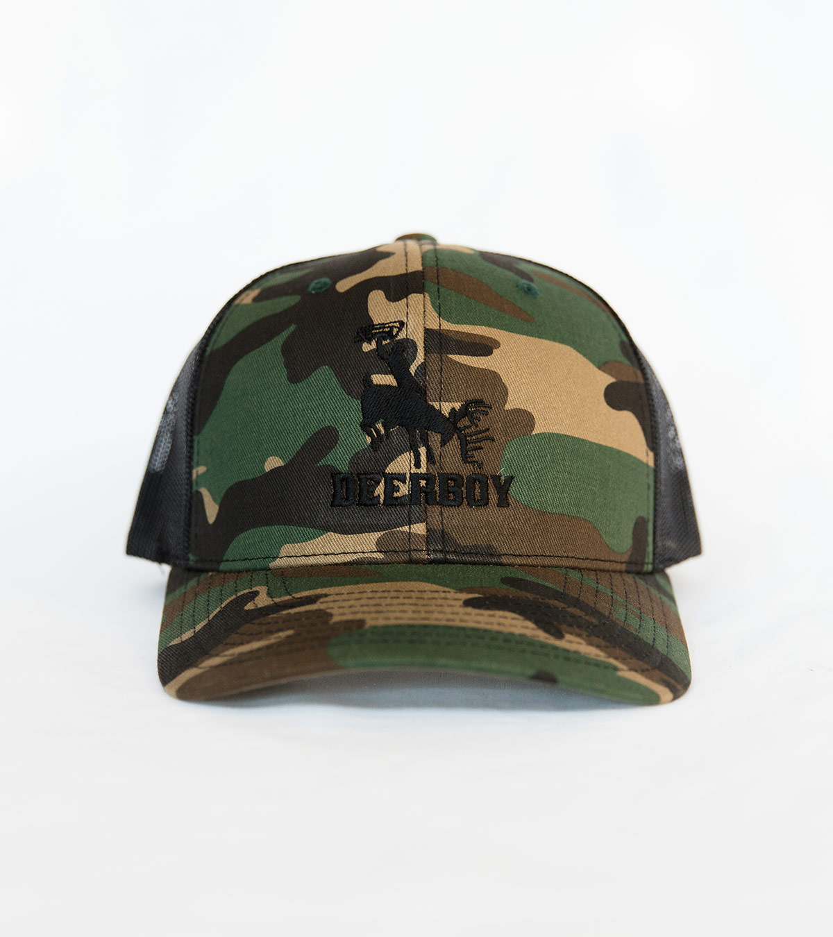 Deerboy Signature Cap Bow Logo In Camo And Black Front