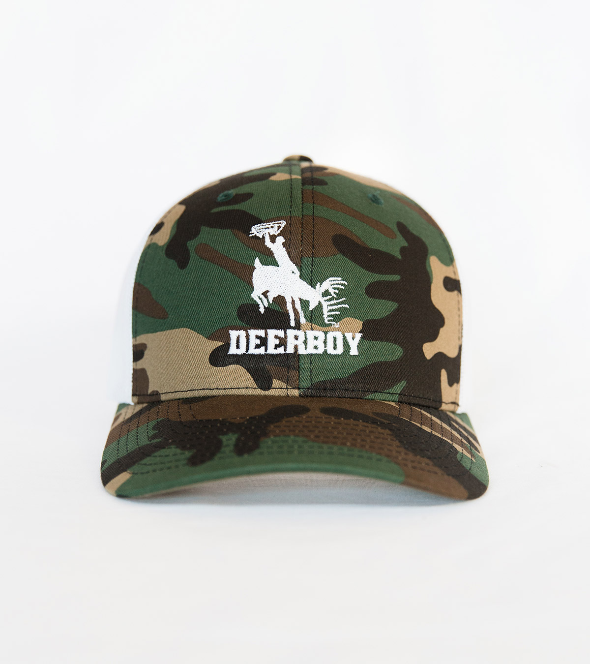 Deerboy Signature Cap Bow Logo In Camo And White Front