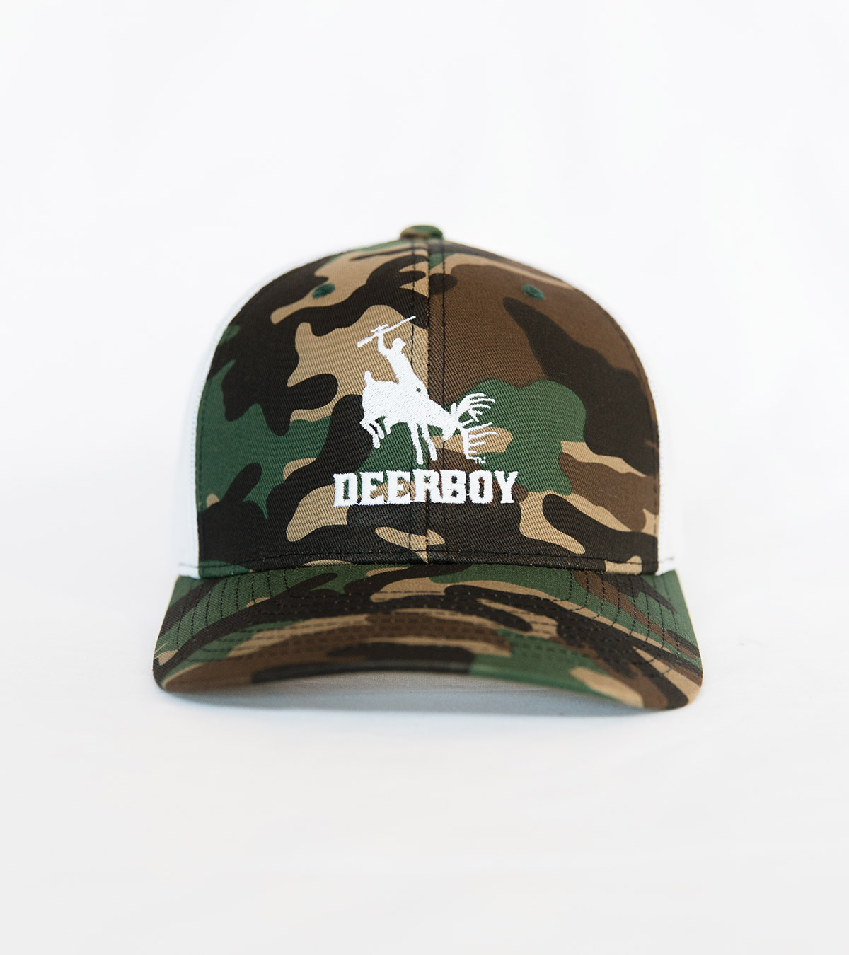 Deerboy Signature Cap Rifle Logo In Camo And White Front