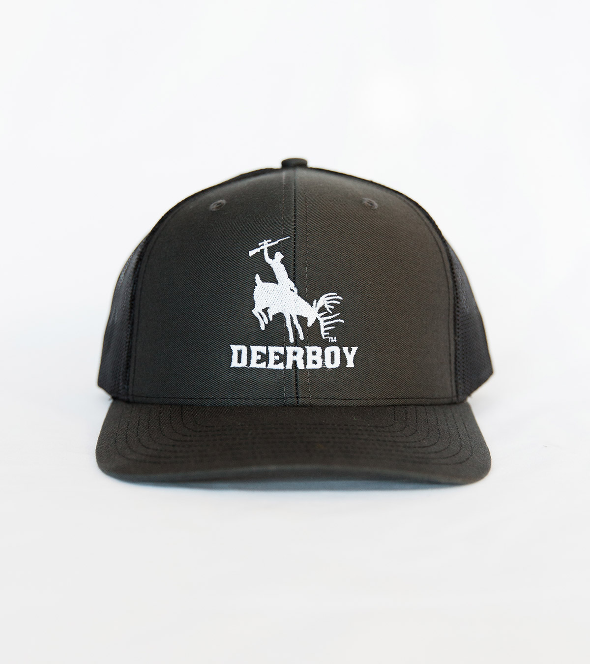 Deerboy Signature Cap Rifle Logo In Charcoal And Black Front
