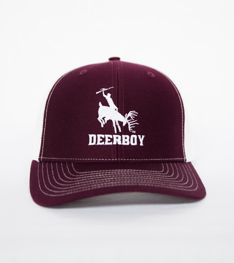 Deerboy Signature Cap Rifle Logo In Maroon and White Front