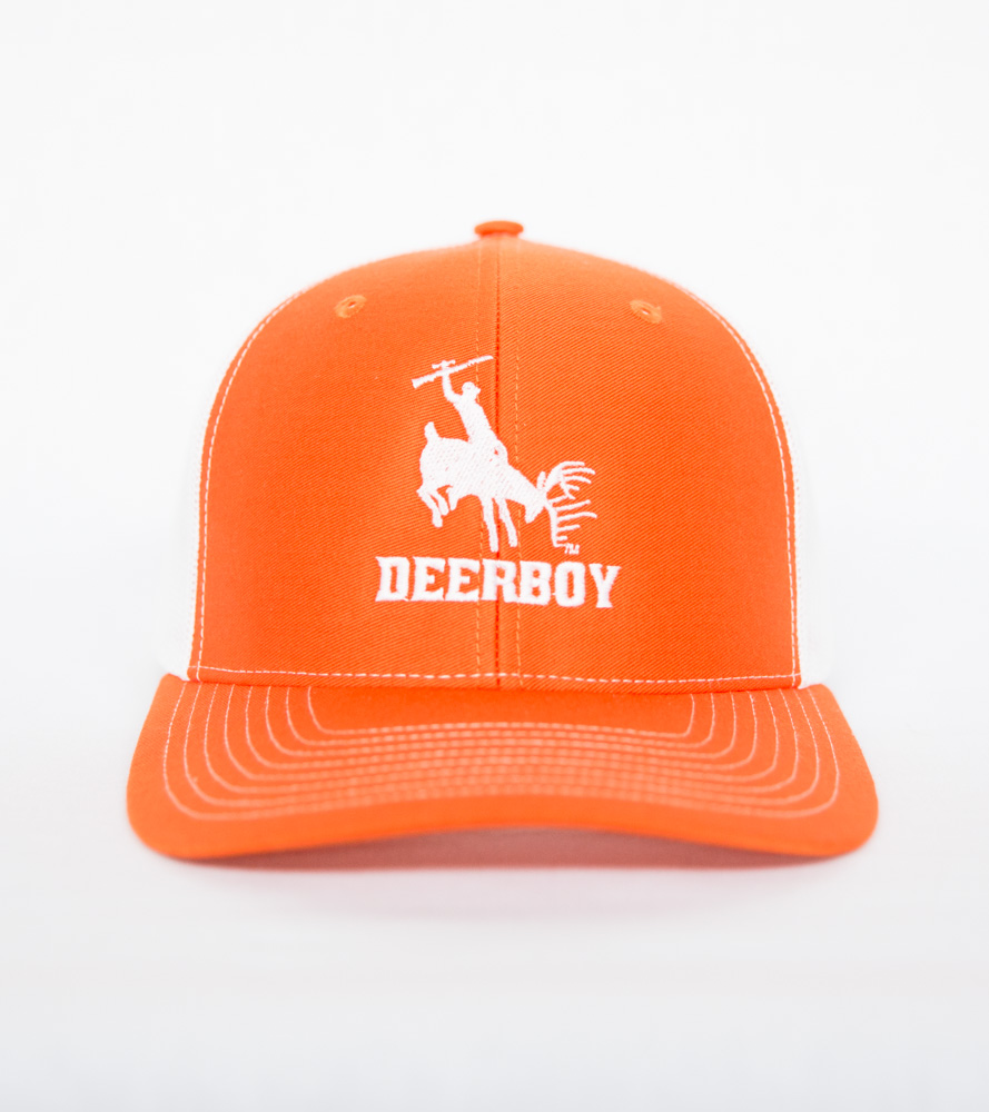 Deerboy Signature Cap Rifle Logo In Orange And White Front