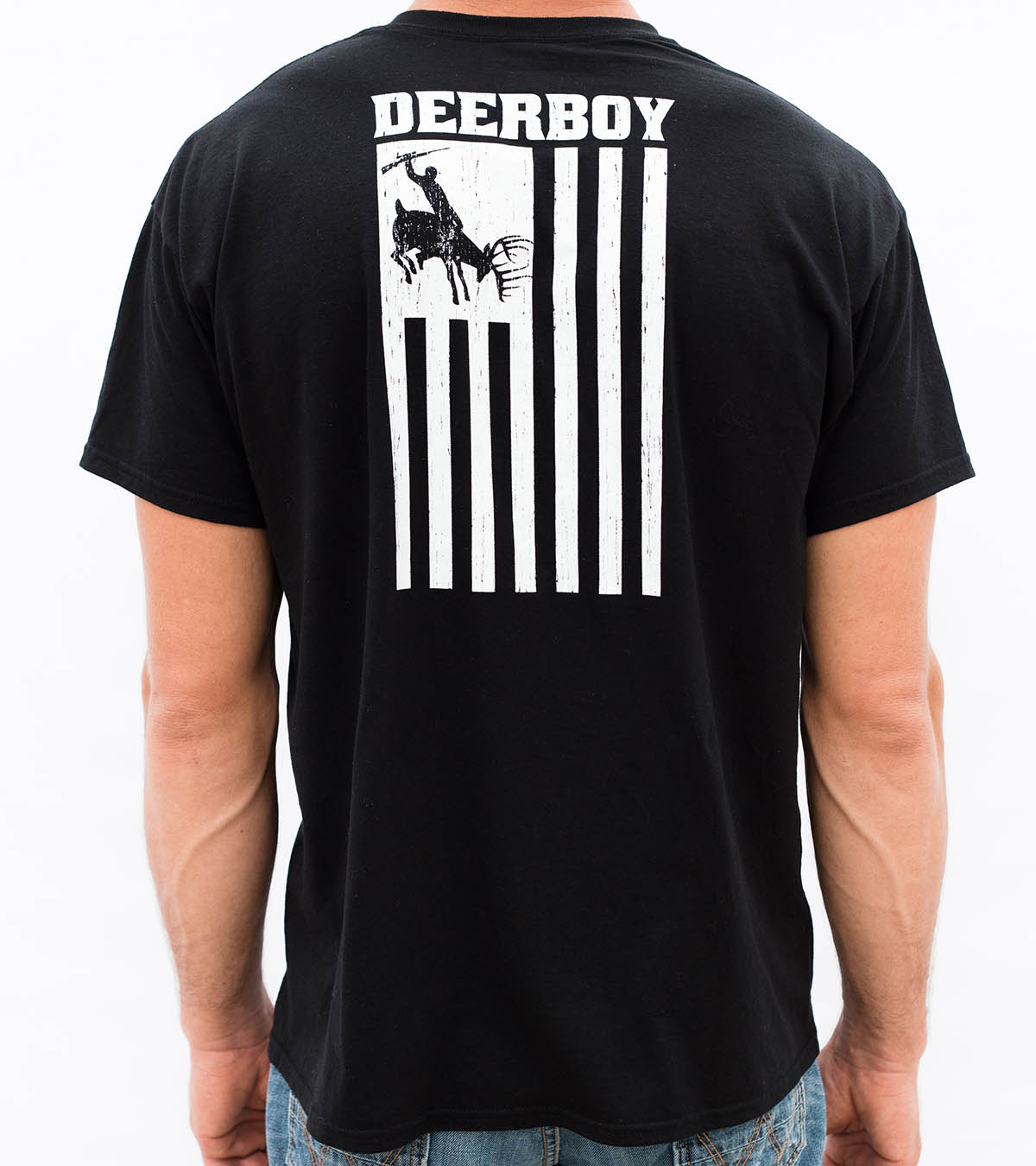 Deerboy Vertical Flag Tee Rifle Logo In Black Back